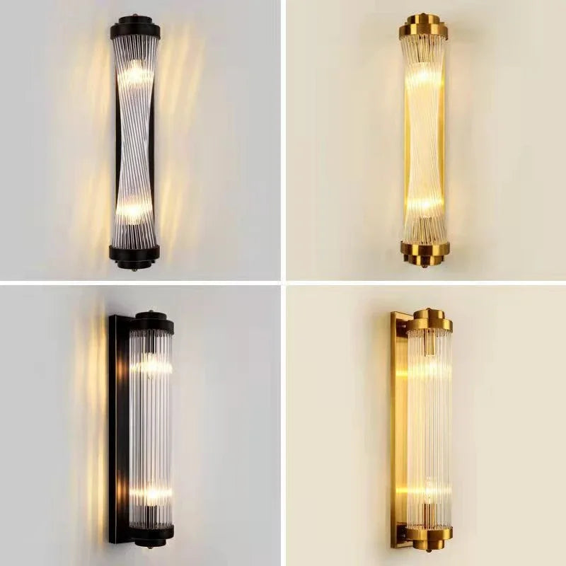 Afralia™ Thin Waisted Glass Wall Light Fixture | LED Crystal Sconce Lights for Home Decor