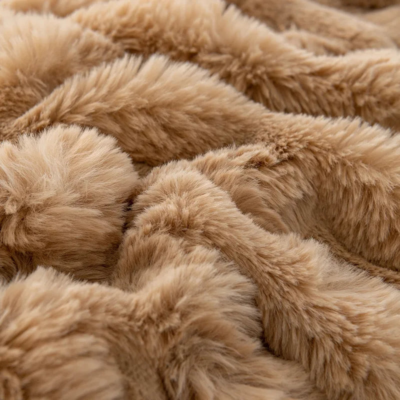 Afralia™ Cozy Faux Rabbit Velvet Blanket for Office Nap – Twin Size Luxurious Solid Color Woolen Blanket