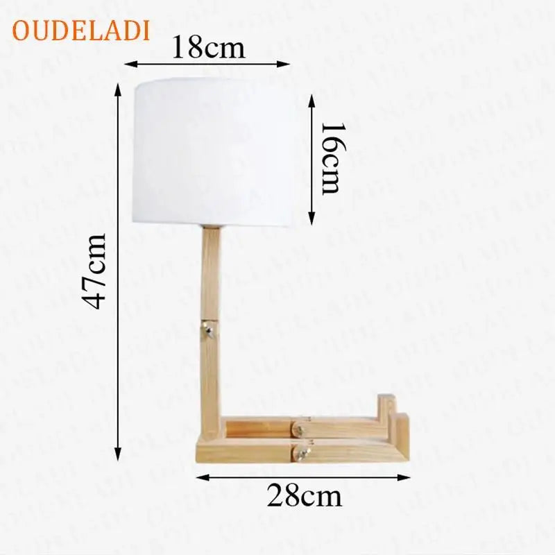 Afralia™ Robot Shape Wooden Table Lamp with E14 Lamp Holder for Indoor Study Night Light