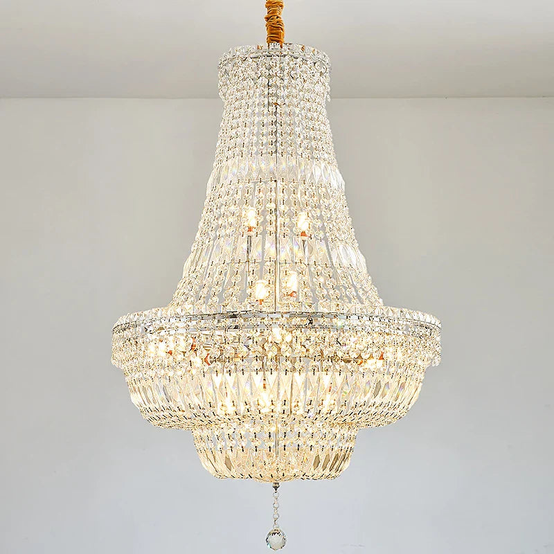 Afralia™ European Style Chrome Chandelier for Luxury Living Room, Staircase, Hotel Lobby & Villa.