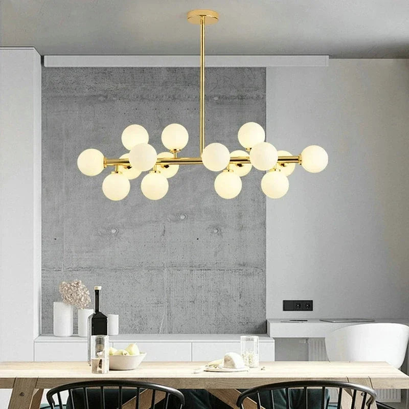 Afralia™ Glass Ball LED Chandelier Pendant Lamp, Modern Round Design for Home Decor Lighting