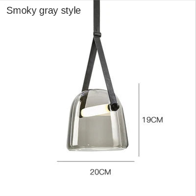 Afralia™ Nordic Glass Hanging Leather Pendant Light for Kitchen Living Room Bedroom Decor