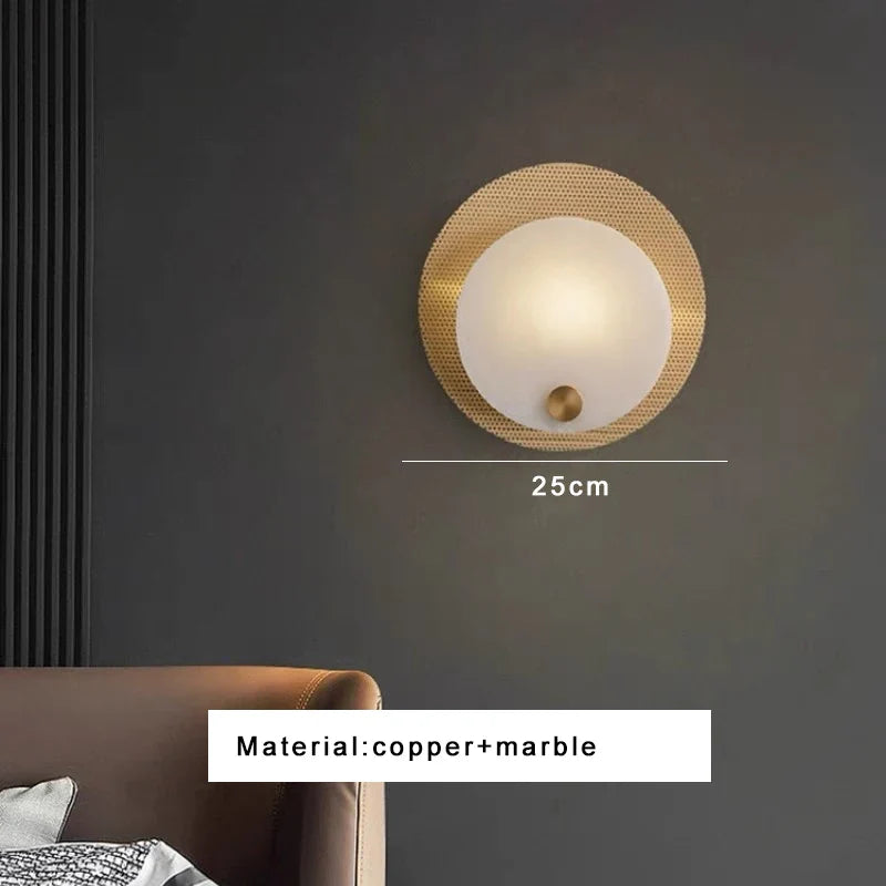 Afralia™ Round Marble Wall Sconce Lamps for Luxury Home Decor
