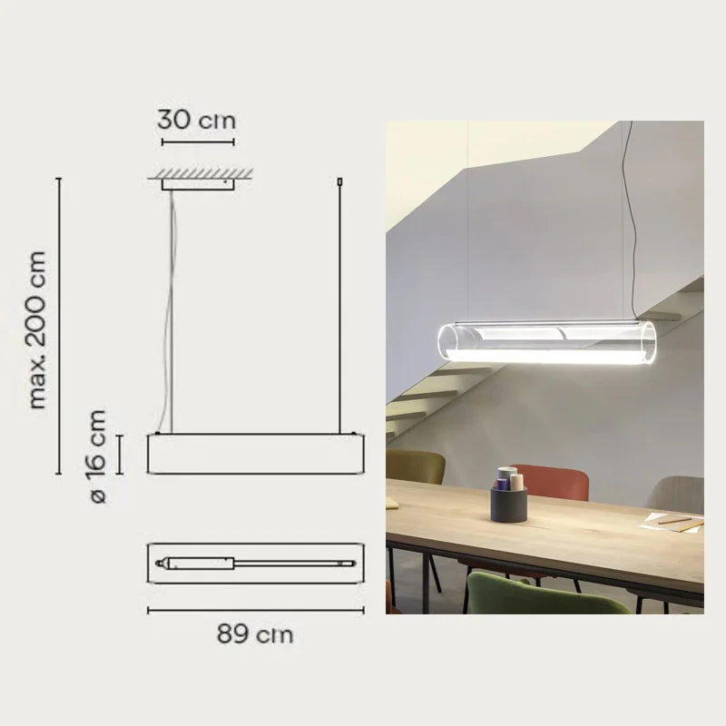 Afralia™ Clear Glass Cylinder Chandelier | Modern Indoor Suspension Light