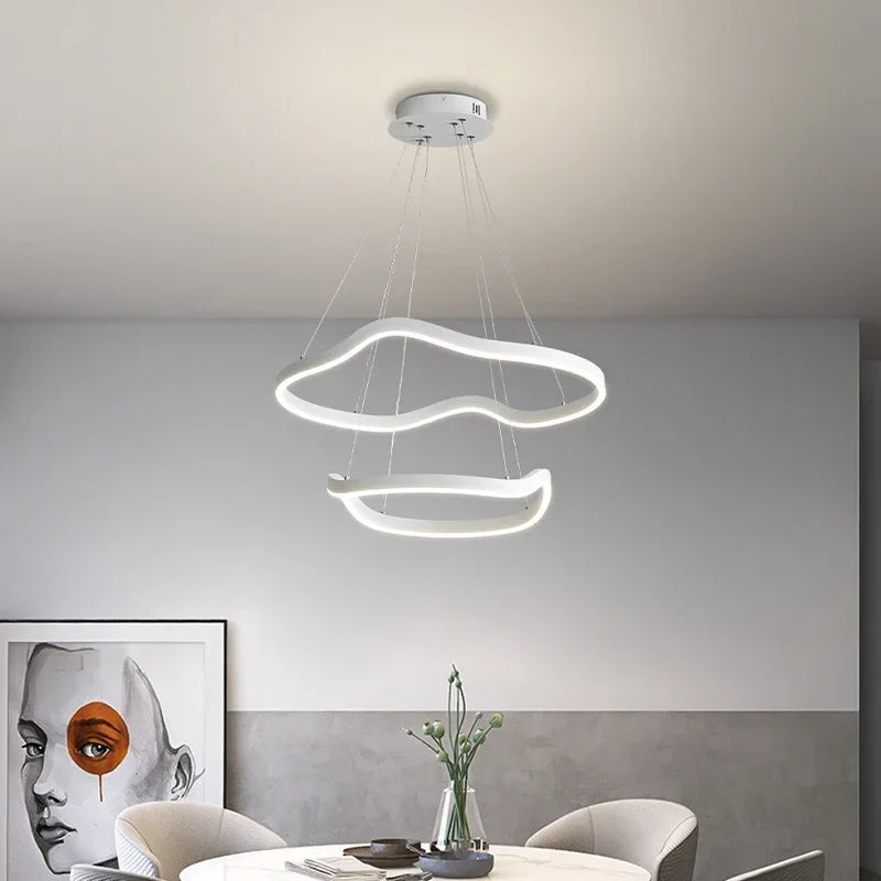 Afralia™ Modern Curve Ring LED Pendant Chandelier for Living Dining Bedroom