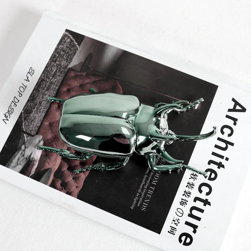 Afralia™ Silver Dragonfly & Beetle Metal Sculpture Home Decor Figurine