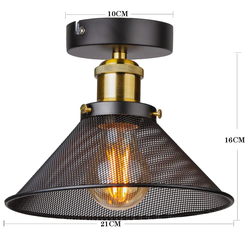 Afralia™ Retro Cage Industrial Ceiling Light Fixture, Vintage Farmhouse Mini Flush Mount Lamp E27