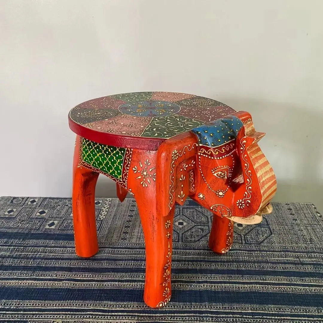 Afralia™ Handmade Elephant Stool: Thai Style Ethnic Wood Low Stool Ornament