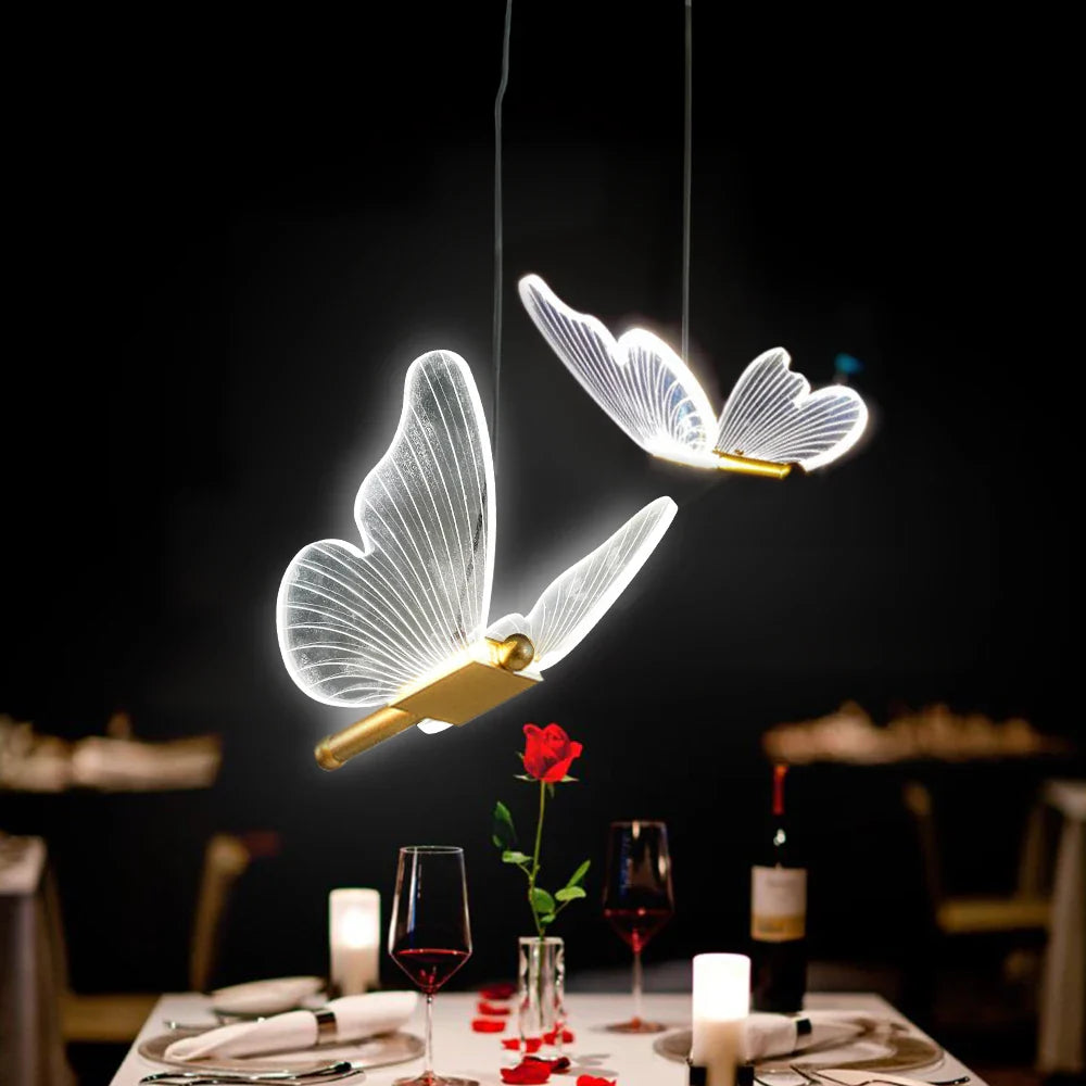 Afralia™ Butterfly LED Pendant Chandelier for Living Room and Bedroom