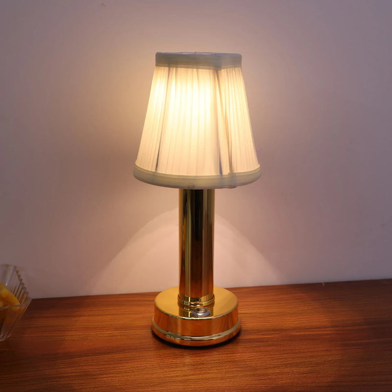 Afralia™ Fabric Lampshade Rechargeable Reading Lamp Bedside Study Night Light TableView