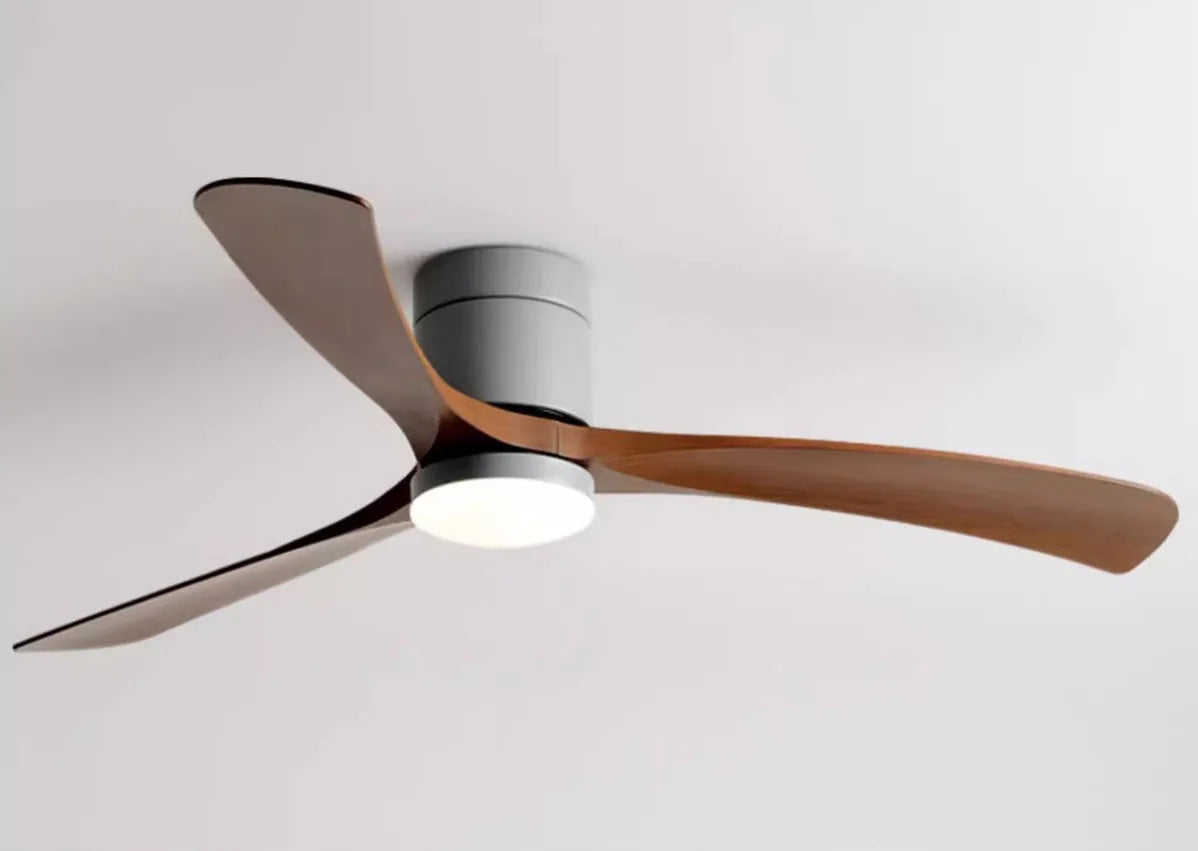 Modern Black/White ABS Blade Low Profile Ceiling Fan Light with Remote Control by Afralia™