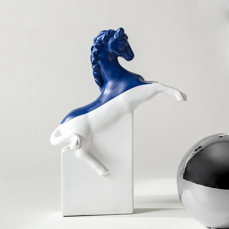 Afralia Horse Statue Resin Abstract Ornament Half-length Animal Sculpture Home Decor Figurine