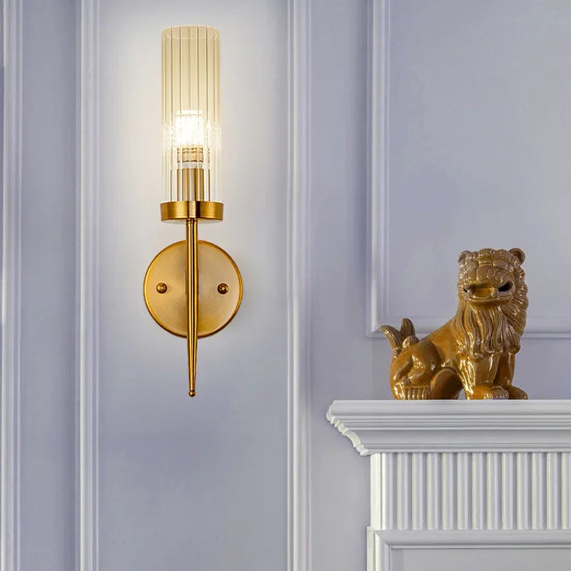 Afralia™ Nordic Golden Glass Wall Lamp Double Head Modern Style Lighting