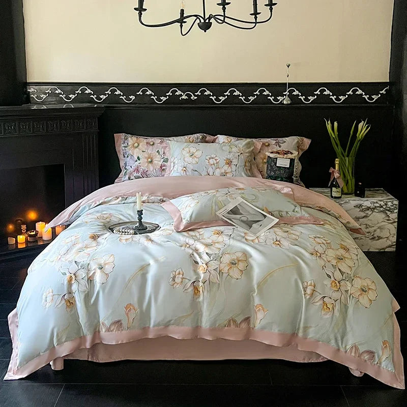 Afralia™ Egyptian Cotton Bedding Set: Queen King Full Size Sheet Pillowcase Comforter Cover