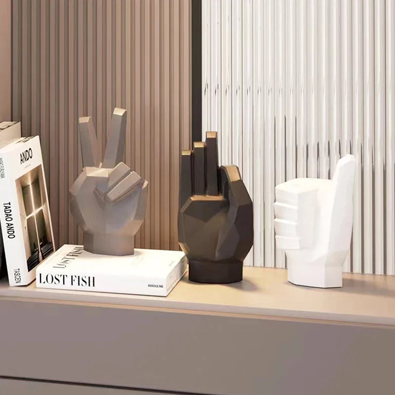 Afralia™ Modern Geometry Hand Love Sculpture Abstract Statue Figurines