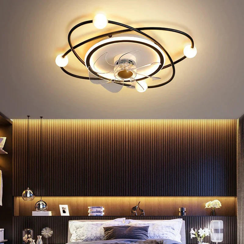 Afralia™ LED Chandelier Electric Fan Ceiling Lights for Modern Home Decor