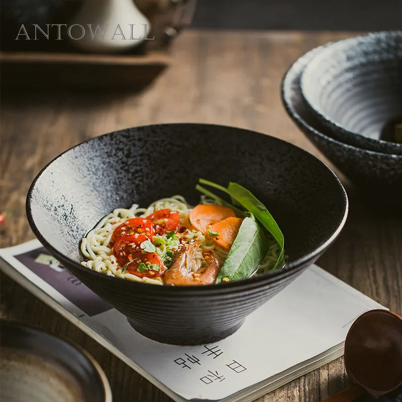 Afralia™ Ceramic Ramen Noodle Bowl - Eco-Friendly Porcelain Soup Bowl for Japanese Cuisine