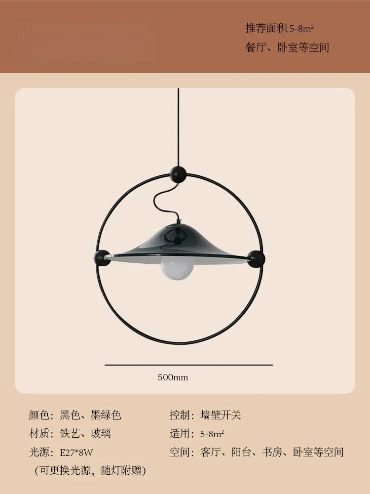 Afralia™ Medieval Pendant Lights LED Iron Art Glass Hanging Lamp for Living Room
