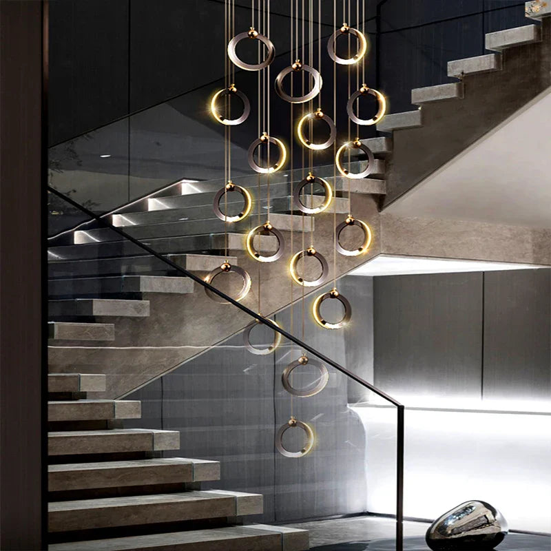 Afralia™ Crystal Chandelier Stair Pendant, Modern Living Room Lighting, Interior Home Decoration