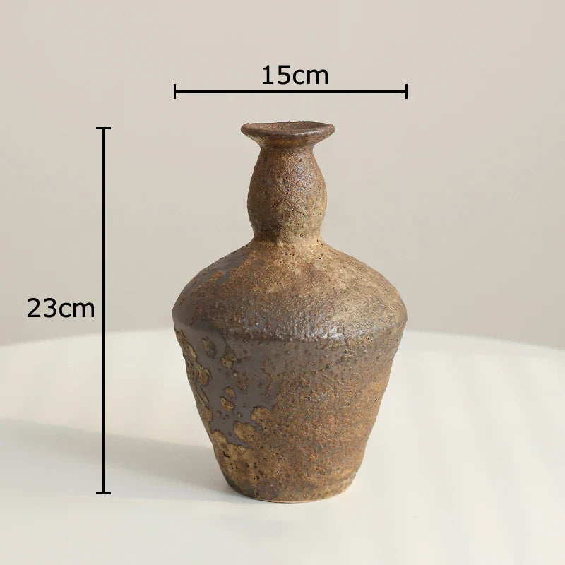 Afralia™ Ceramic Vase: Wabi-sabi Style, Retro Floral Arrangement, Room Decor