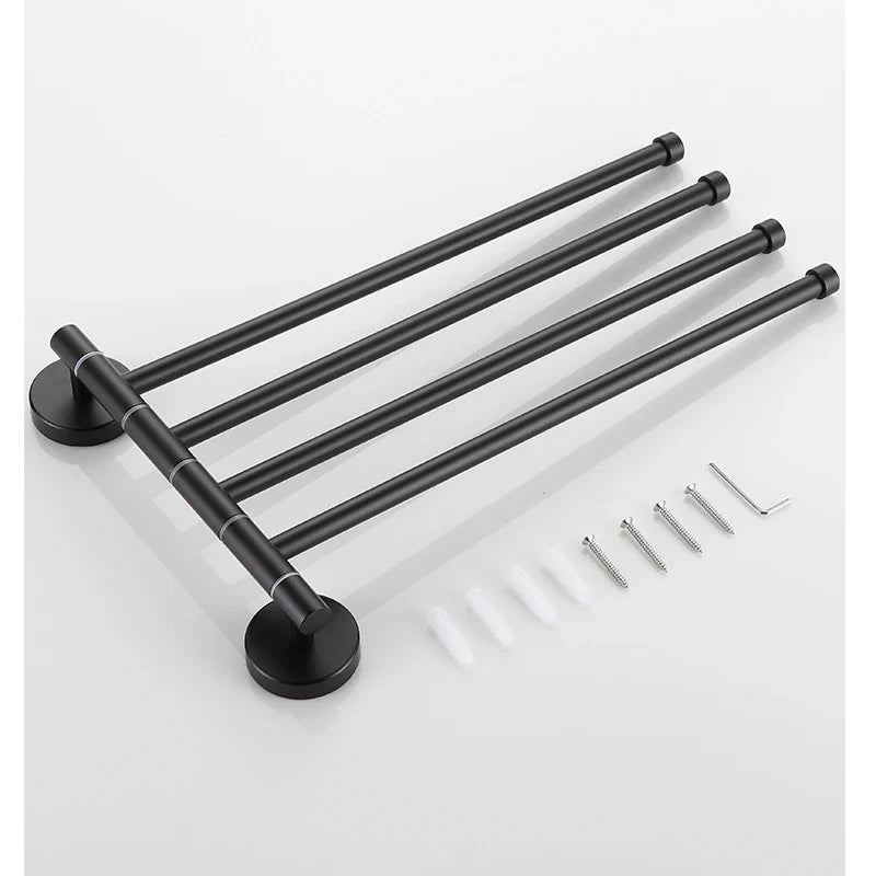 Afralia™ Swivel Towel Bar Rack: Black Stainless Steel Wall Mount Holder for Bathroom Storage