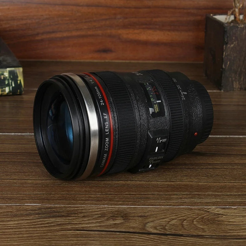 Afralia™ Camera Lens Cup: Electric Self Stirring Coffee Mug, 300ml