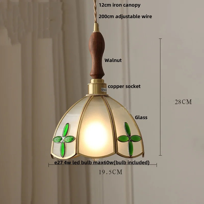 Afralia™ Walnut Wood Loft LED Pendant Lights Glass Hang Lamp