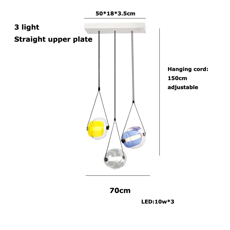 Afralia™ Multicolor Glass Globe Pendant Light for Stylish Bedroom Decor