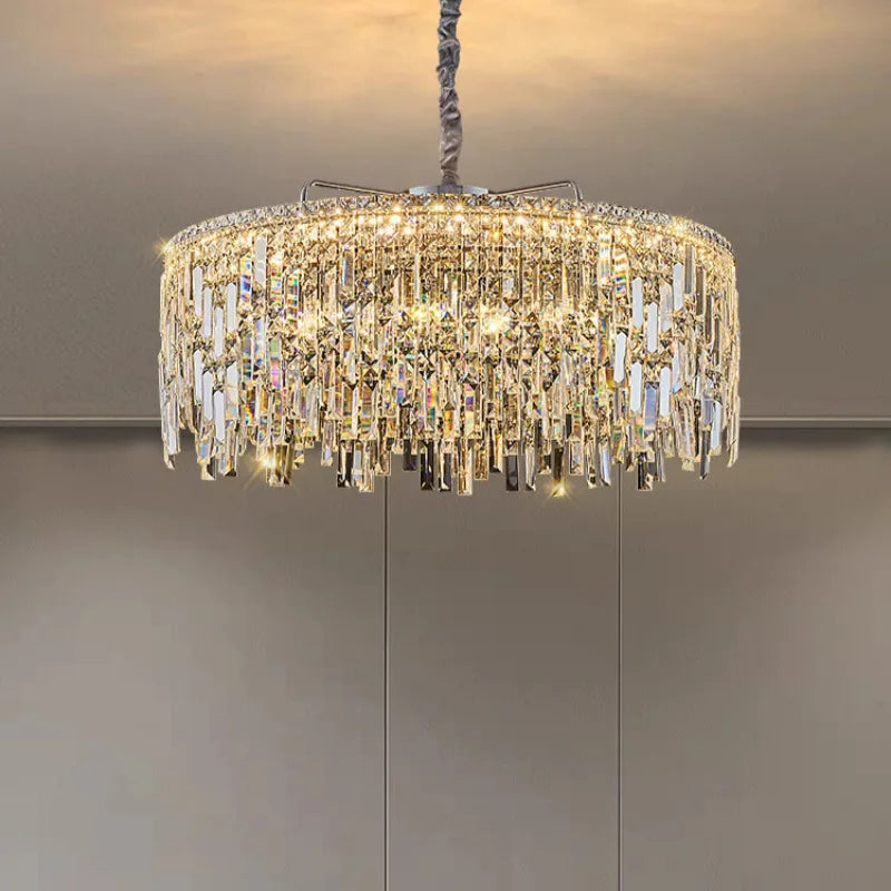 Afralia™ Golden Starry Sky Crystal Chandelier LED Pendant Light - Luxe Indoor Lighting