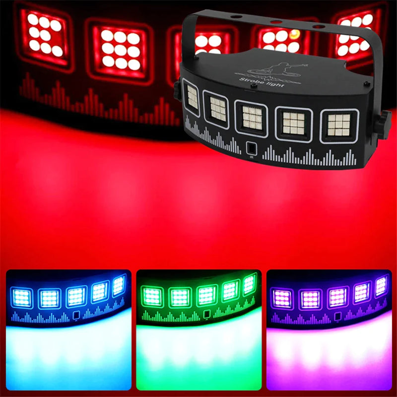 Afralia™ LED RGB Disco Strobe Light | Sound Activated Party Club Stage Lighting