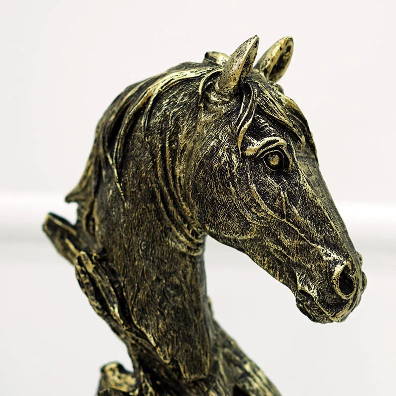 Afralia™ Horse Head Statue Resin Sandstone Retro Animal Collection Home Decor Figurine