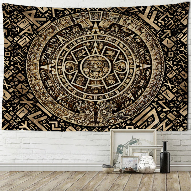 Afralia™ Mystical Rune Symbol Tapestry Wall Hanging for Psychedelic Hippie Decor