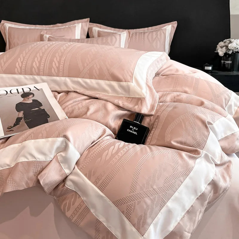 Afralia™ Solid Color Jacquard Washed Cotton Comforter Cover Set - Super Soft Bed Linens