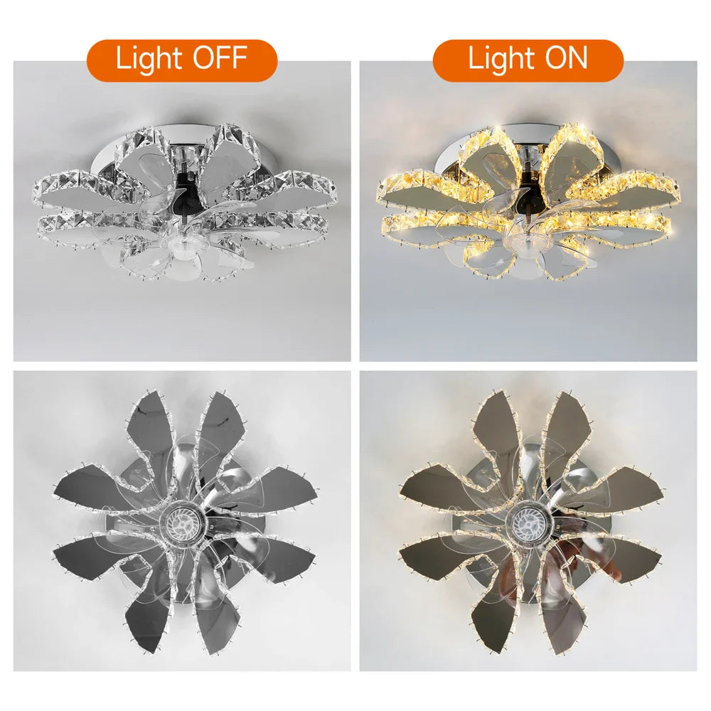 Afralia™ Crystal LED Ceiling Fan: Remote Control Chandelier for Bedroom & Living Room