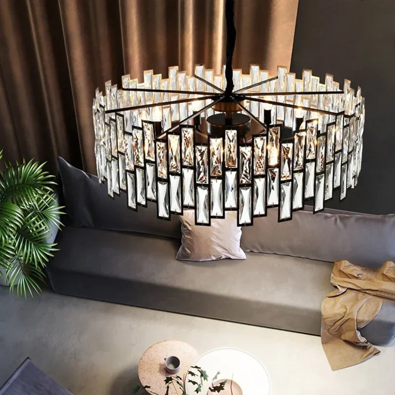 Afralia™ Small Black Crystal Chandelier: ModernLight Luxury for Home Indoor Lighting