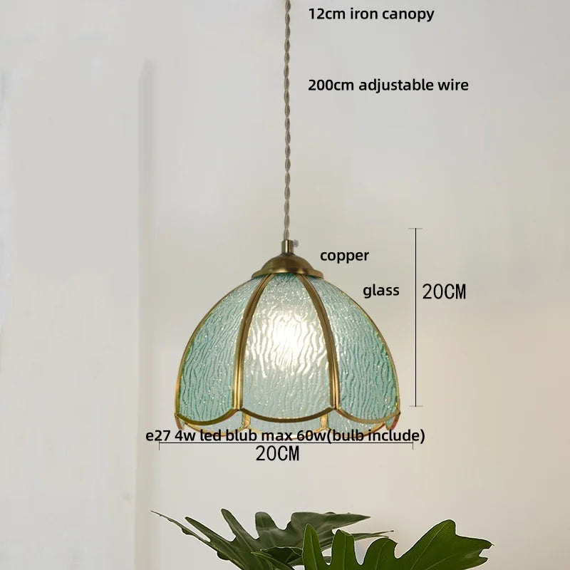 Afralia™ Blue Glass LED Pendant Light: Modern Nordic Tiffany Hanging Lamp for Bedroom & Dining Room