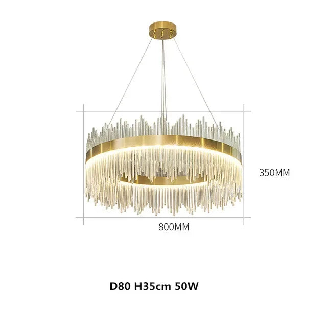 Afralia™ Gold LED Circle Crystal Chandelier: Elegant Home Pendant Lighting for Living Room, Bedroom, Kitchen