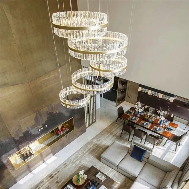 Afralia™ Crystal LED Circle Pendant Chandelier for Living Room Kitchen Decor