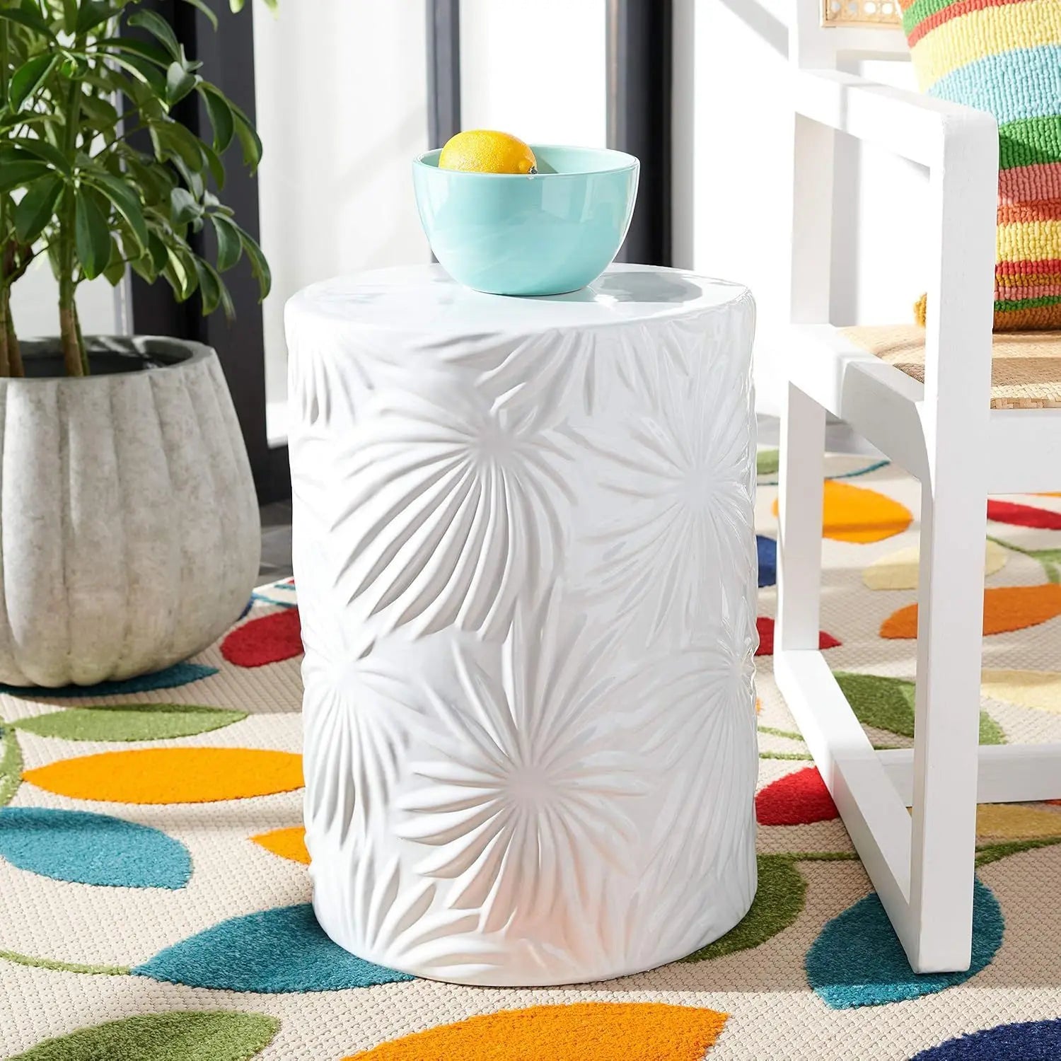 Afralia™ Round Ceramic Garden Stool for Outdoor Use