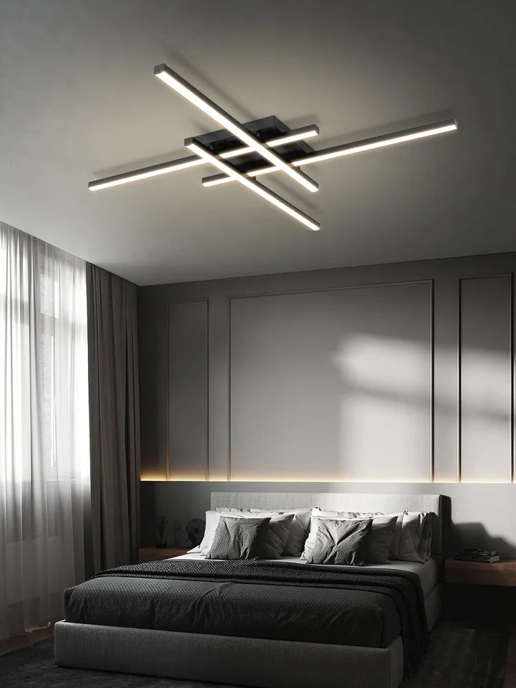 Afralia™ Modern Line Ceiling Lamp LED Chandelier Kitchen Bedroom Strip Lights Fixtures