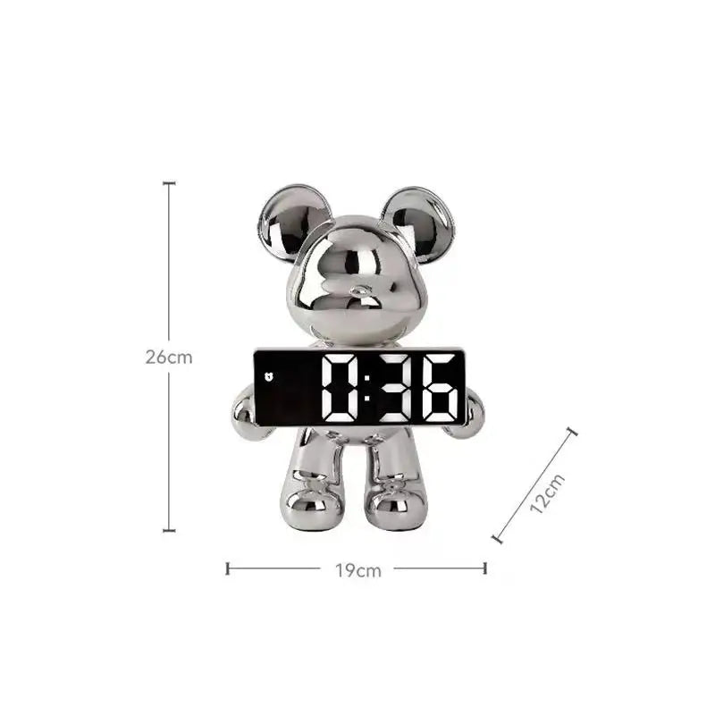 Afralia™ Elegant Bear Clock Ornament for Home Decor and Living Room Craftmanship