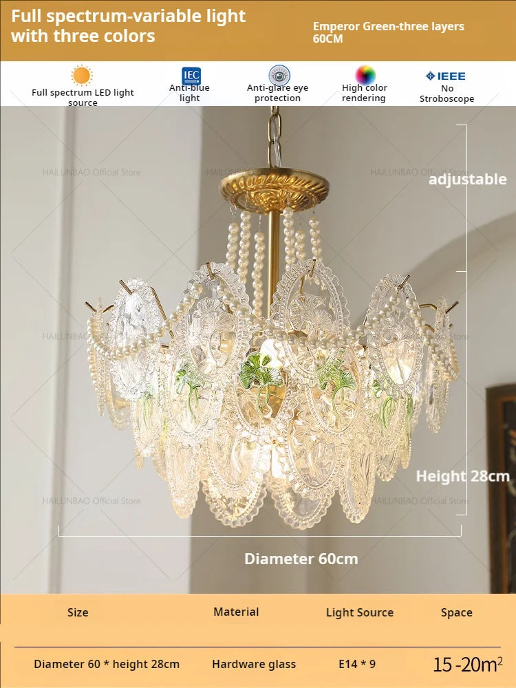 Afralia™ Glass Dining Room Chandelier: Retro French Style for Living & Master Bedroom