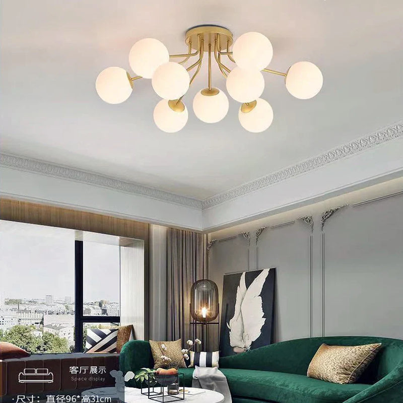 Afralia™ Glass Ball Ceiling Chandelier Pendant Lamp for Modern Living Bedroom