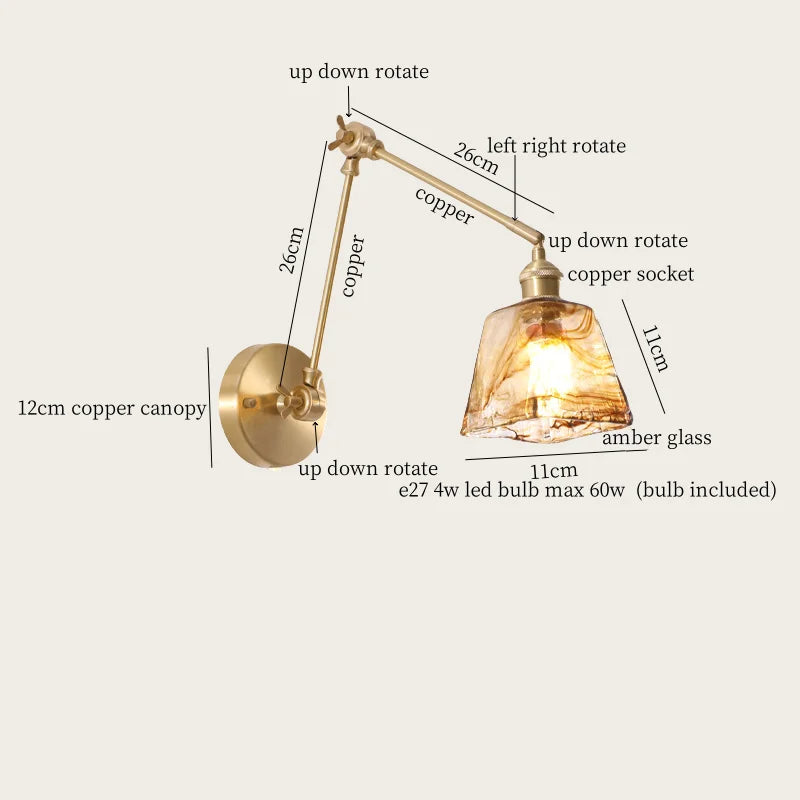 Afralia™ Copper Vintage LED Wall Sconce with Pull Chain for Stair, Loft, Bathroom, Bedroom