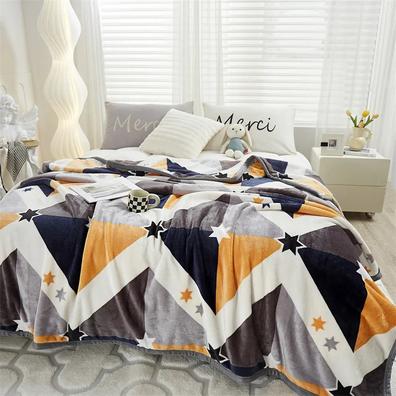 Afralia™ Cozy Flannel Blanket for All Seasons: Double-Sided Velvet Bed Cover, Single Double
