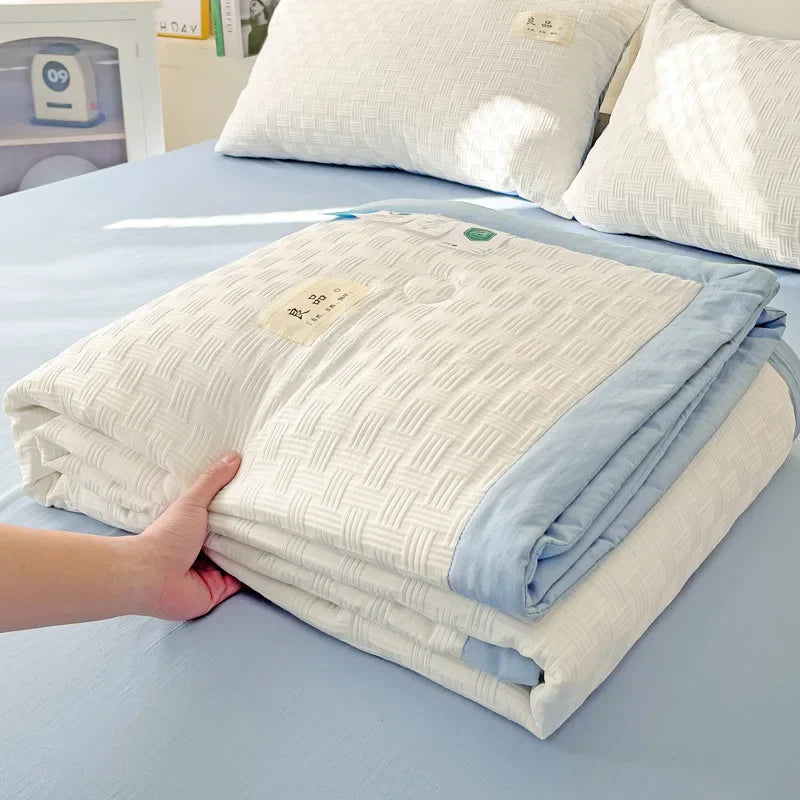Afralia™ Jacquard Summer Cool Blanket: Light & Breathable Comforter for Double & Single Beds