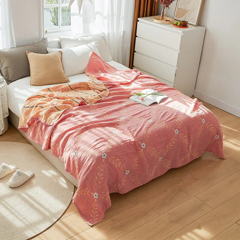 Afralia™ Nordic Cotton Gauze Throw Blanket for Sofa Bed, Boho Style Comforter Plaid