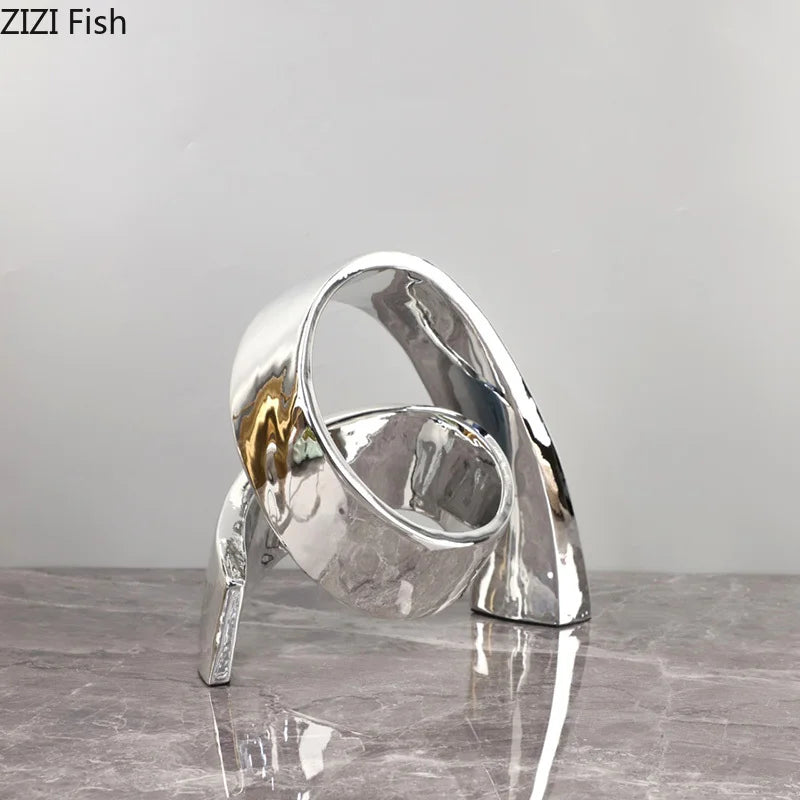 Afralia™ Twisted Circular Ring Sculpture Desk Decoration | Abstract Room Aesthetics Décor