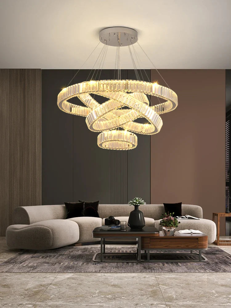 Afralia™ Crystal Chandelier: Modern Luxury LED Ceiling Pendant Light for Living Room and Building Hall