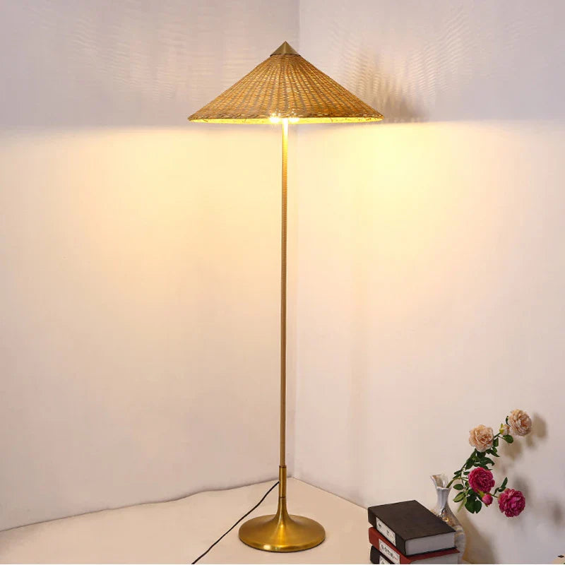 Afralia™ Wabi Sabi Rattan LED Floor Lamp by Tynell: Minimalist Bedroom Standing Light